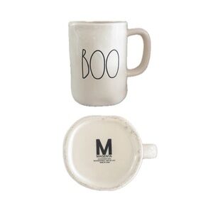 Magenta White Ceramic Mug with BOO Lettering Rae Dunn